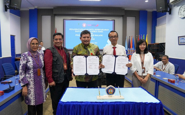 Penandatanganan nota kesepahaman atau Memorandum of Understanding (MoU) dengan Politeknik Negeri Malang (Polinema) pada hari Senin (30/12). 