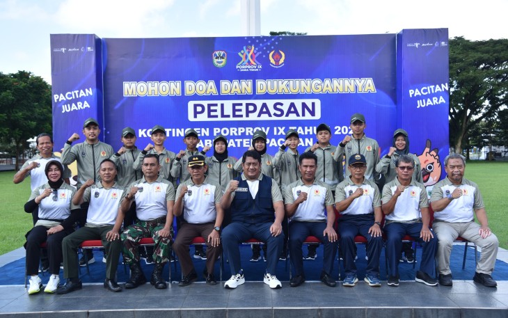 Kasdim Hadiri Pelepasan Kontingen Pacitan Porprov Jatim Ke IX tahun 2025