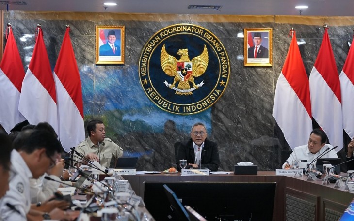 Rapat Koordinasi Terbatas (Rakortas) Penguatan Strategi Ketahanan Pangan Nasional melalui Lahan Baku Sawah (LBS), Kawasan Pangan Pertanian Berkelanjutan (KP2B), dan Lahan Sawah Dilindungi (LSD) di Kemenko Bidang Pangan, Jakarta, Selasa (11/12)