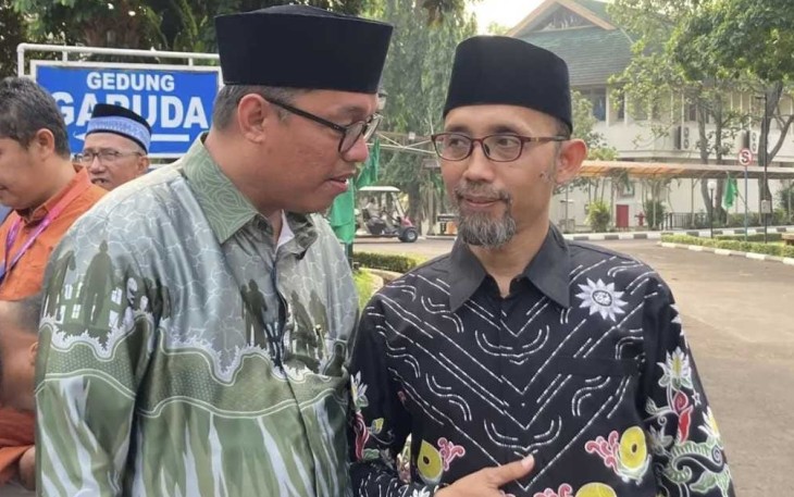 Pimpinan Daerah Muhammadiyah (PDM) Kota Depok, Ali Wartadinata (Kanan) usai mengikuti Rapat Kerja Nasional (Rakernas) II Majelis Pembinaan Kesejahteraan Sosial (MPKS) dan Silaturahmi Nasional Amal Usaha Muhammadiyah Bidang Sosial (AUMSOS) di PPSDM Kemendikdasmen, Kamis (26/06/25).