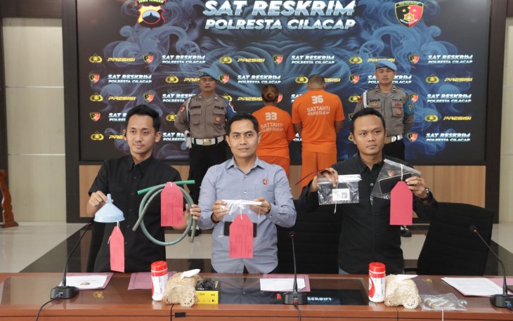 Polresta Cilacap Ungkap Penyalahgunaan BBM Jenis Pertalite di Kawunganten