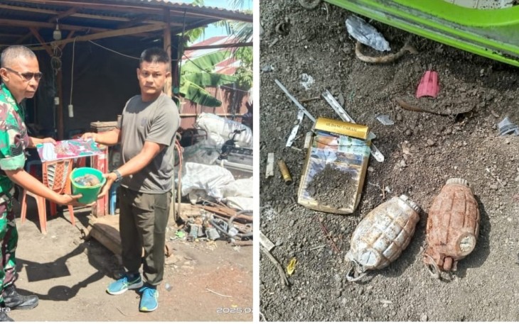 Kodim 1310/Bitung Serahkan Temuan Dua Buah Granat Aktif Jenis Nanas Ke Tim Paldam XIII/1Merdeka 