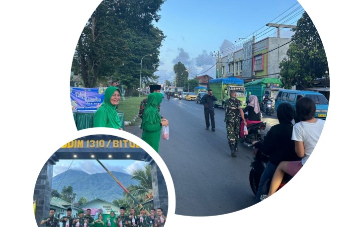 Semarakan Bulan Suci Ramadan, Kodim 1310/Bitung Bagikan Takjil Kepada Masyarakat yang Melintas Depan Makodim