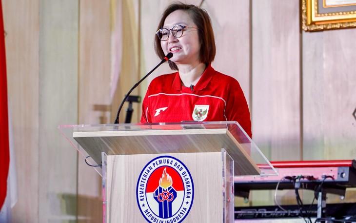 Wakil Menteri Ekonomi Kreatif/Wakil Kepala Badan Ekonomi Kreatif (Wamenekraf/Wakabekraf), Irene Umar, menghadiri acara Financial Love Story yang diselenggarakan di Kementerian Pemuda dan Olahraga (Kemenpora), Jakarta, Sabtu, 22 Februari 2025