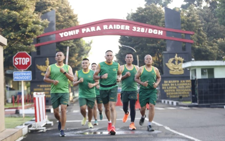 Lari 5K prajurit Divif 1 Kostrad. Selasa (14/4)