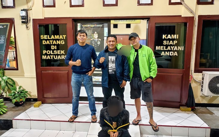 Pelaku saat di amankan tim opsnal Polsek Matuari
