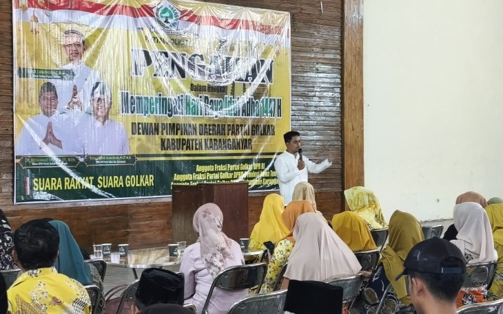 Acara pengajian dalam rangka memperingati Hari Raya Idul Adha 1447 Hijriah, di Gedung Golkar Karanganyar, Jumat (29/5/2026)