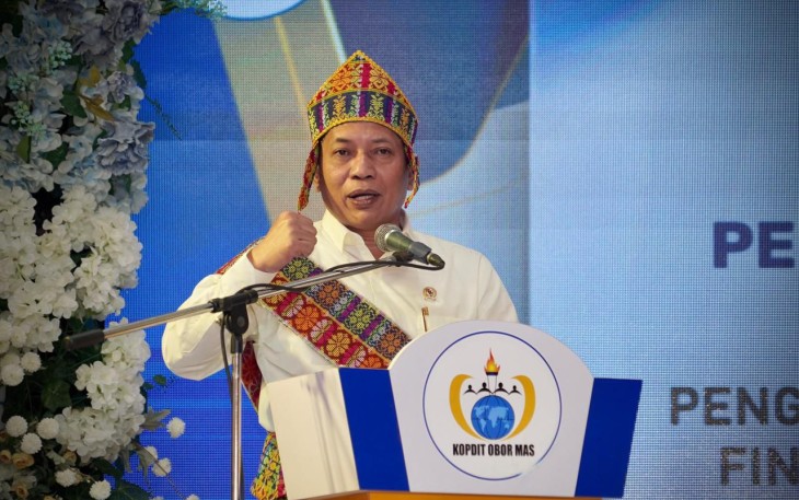 Menkop Ferry dalam Pembukaan Rapat Anggota Tahunan (RAT) Paripurna XLII Tahun Buku 2025 KSP Kopdit Obor Mas, Sabtu (30/5)