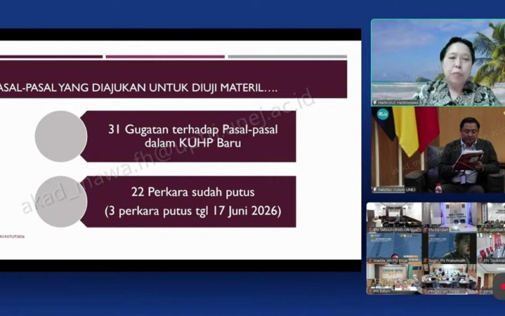 Guru Besar Fakultas Hukum Universitas Indonesia Prof. Dr. Harkristuti Harkrisnowo hadir sebagai narasumber dalam acara Pertemuan Rutin dan Sarasehan Interaktif (Perisai)