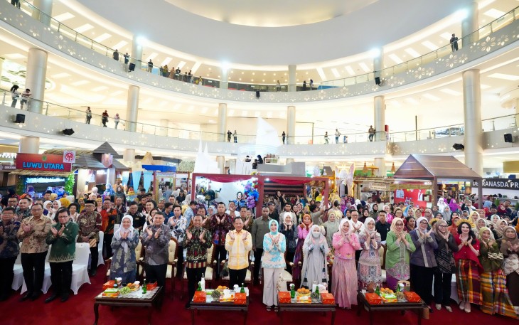 Ketua Harian Dewan Kerajinan Nasional (Dekranas) Tri Tito Karnavian menghadiri penutupan rangkaian Hari Ulang Tahun (HUT) ke-46 Dekranas di Atrium Trans Studio Mall Makassar, Sulawesi Selatan (Sulsel), Minggu (12/7/2026).