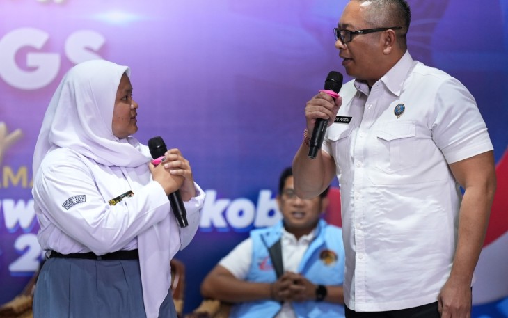 Kepala Biro Humas dan Protokol BNN, Putu Putera Sadana, dalam kegiatan Ngabuburit Bersinar (Bersih Narkoba) yang digelar di SMK Poncol, Jakarta Utara, Jumat (27/2)