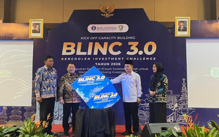 Sekretaris Daerah Provinsi Bengkulu, Herwan Antoni, secara resmi membuka kegiatan Kick Off Capacity Building BLINC 3.0 (Bencoolen Investment Challenge) Tahun 2026 /Foto : MC