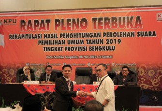 Rapat Pleno Terbuka Rekapitulasi Hasil Penghitungan Perolehan Suara Pemilihan Umum Tahun 2019 Tingkat Provinsi Bengkulu