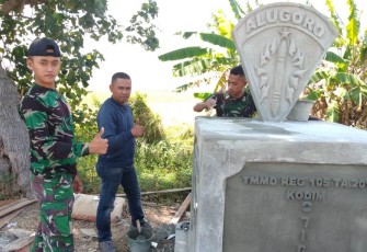 Memasuki Finishing Pembangunan Tugu Prasasti TMMD Kodim Demak