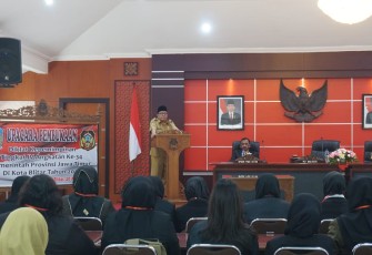 Plt Wali Kota Blitar Santoso Saat Memberikan Sambutan Dalam Acara Diklatpim Tingkat IV di Kota Blitar