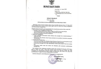 Surat Edaran yang diterbitkan oleh Bupati Batu Bara pada tanggal 14 Januari 2020