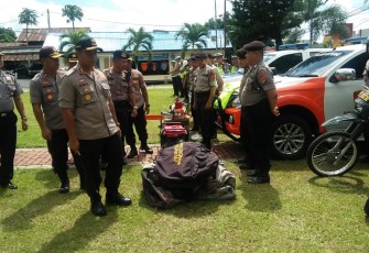Kapolres Bitung Cek Perlengkapan dan Kesiapan Personel antisipasi bencana