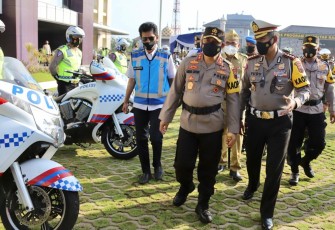 Apel Gelar Pasukan Operasi Keselamatan Lalu Lintas Candi 2021 yang dilaksanakan oleh Polda Jawa Tengah pagi ini, Senin (12/04/2021).