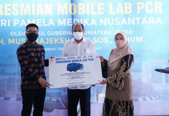 Wagub SU Dan Walikota Tebing Tinggi Resmikan Mobile Lab PCR PT. Sri Pamela Medikal Tebing Tinggi