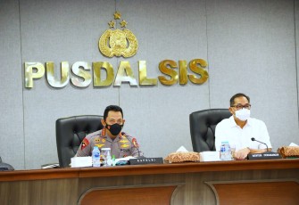 Sigit dalam Vicon yang digelar di Mabes Polri, Jakarta Selatan, Senin (14/3/2022).