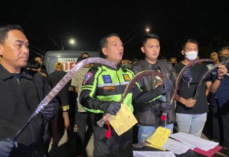 Polresta Serkot saat konferensi pers, Senin (11/04/2022).