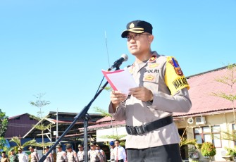 Wakapolres Aceh Timur saat Pimpin Apel Gelar Pasukan Operasi Patuh Seulawah Tahun 2022