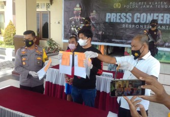 Conference Pers Polres Klaten ekspos tersangka dan barang bukti