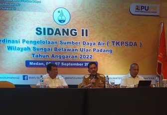 Sidang II Tim Koordinasi Pengelolaan Sumber Daya Air (TKPSDA) Wilayah Sungai Belawan, Ular, Padang, Senin (5/9/2022) di JW Marriott Hotel Medan.