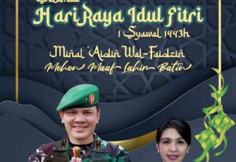 Danrem 052/Wkr ucapkan selamat hari raya Idul Fitri 1443 H. Minggu (01/05/2022)