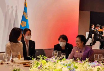 Megawati Soekarnoputri saat gala dinner bersama presiden Korsel di hotel Shilla Kota Seoul. Selasa (10/05/2022)