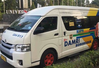 Armada DAMRI siap melayani penumpang dari dan menuju candi Borobudur. Senin (16/05/2022)