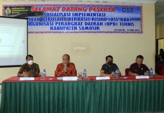 sosialisasi Implementasi Perizinan Berusaha Berbasis Risiko (OSS-RBA) bagi OPD teknis, Jumat (27/5/2022).
