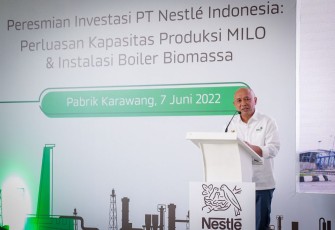 MenkopUKM saat acara peresmian perluasan kapasitas produksi MILO di Karawang 