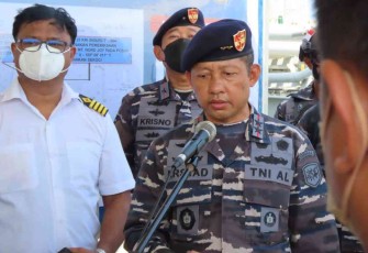 Pangkoarmada I saat memberikan keterangan pers adanya pungli oleh perwira TNI AL itu hoax