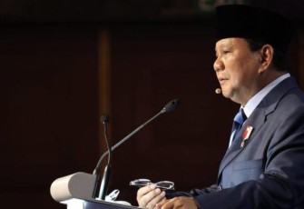 Menhan Prabowo saat memaparkan geopolitik di forum IISS Singapura