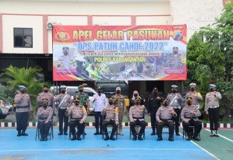 Apel gelar pasukan Operasi Patuh Candi 2022, di Mapolres Karanganyar, Senin (13/6/2022).