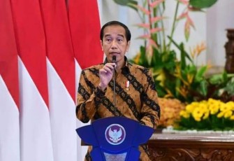 Presiden Joko Widodo saat memberikan arahan dalam rakornas pengawasan intern pemerintah tahun 2022 di istana negara Jakarta 
