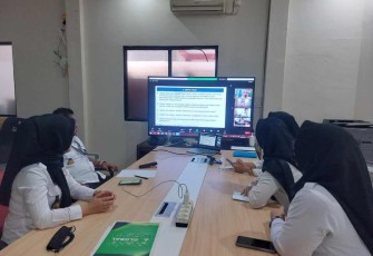 Saat sosialisasi penilaian risiko bisnis dan HAM (PRISMA) melalui virtual 