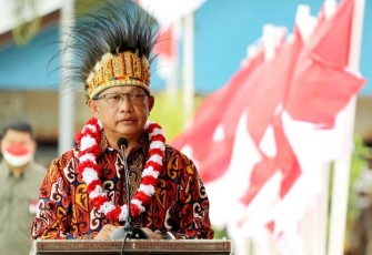 Mendagri Tito saat memberikan sambutan perihal pemekaran Papua di Merauke