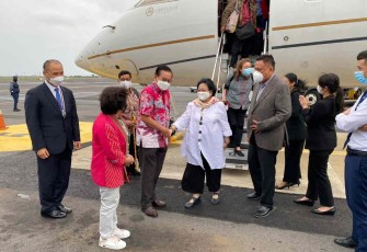Megawati Soekarnoputri saat mendarat di bandara Jeju Korsel