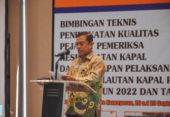 Dirjen perhubungan laut Arif Toha dalam acara bimtek Angkutan Laut Natal 2022 dan Tahun Baru 2023 di Jakarta. Selasa (27/9) 