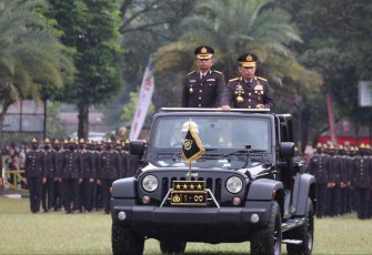 Kapolri Jenderal Listyo Sigit Prabowo saat pelantikan 2.123 Perwira Polri di Sukabumi. Senin (3/10)