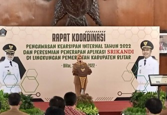 Bupati Blitar Rini Syarifah Buka Rakor Pengawasan Kearsipan Internal Pemkab Blitar dan Launching Aplikasi Srikandi