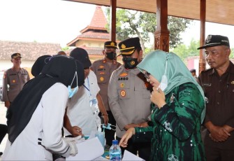 Kapolres Blitar Kota AKBP Argowiyono saat tinjau pelaksanaan Pilkades serentak, Kamis (22/12)