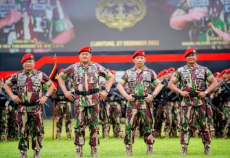 Kapolri Jenderal Listyo Sigit Prabowo bersama Panglima TNI, Kasad dan Danjen Kopassus 