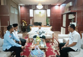 Suasana kunjungan Kalapas Kamesworo bersama jajaran di Kemenag Kabupaten Limapuluh Kota.