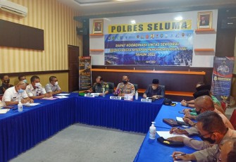 Rapat Lintas sektoral dalam rangka pengamanan Idul Fitri 1443 H dimasa pandemi Covid-19, Rabu (20/04/2022) di Aula Comand Center pukul 09.30 WIB.