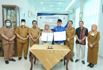 BKPSDM dan DPMPTSP Kota Tebing Tinggi PKS dengan Universitas Terbuka (UT) Medan, Senin (10/10/2022) di Ruang Kerja Wali Kota Lantai 4 Balai Kota, Jalan Sutomo.