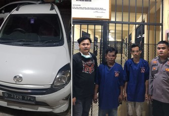 Tersangka (kenakan baju tahanan) dan barang bukti saat diamankan