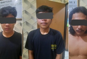 Tiga terduga pelaku saat diamankan